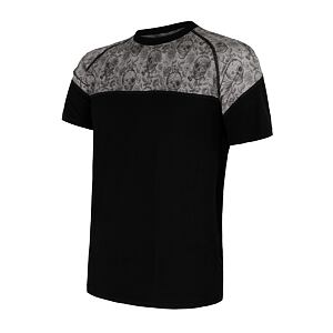 SENSOR MERINO IMPRESS męska koszulka z krótkim rękawem czarna/czaszki