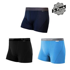 SENSOR MERINO ACTIVE 3-PACK spodenki męskie czarne/niebieskie/ciemnoniebieskie