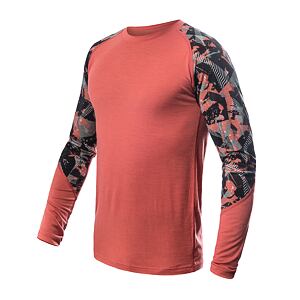 SENSOR MERINO IMPRESS koszulka męska z długim rękawem terakota/rush