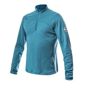 SENSOR MERINO UPPER męska bluza krótka rozpinana miętowo-niebieska