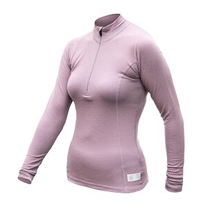 SENSOR MERINO DF damska koszulka z długim rękawem zapinana na zamek mystic violet