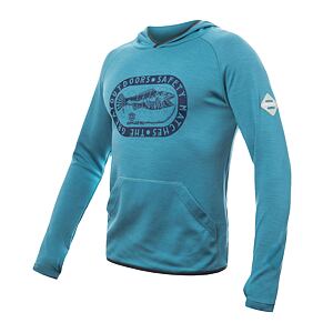 SENSOR MERINO UPPER OUTDOORS męska bluza z kapturem kangur miętowy niebieski