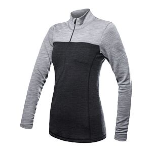 SENSOR MERINO BOLD damska koszulka z długim rękawem zapinana na suwak antracyt/chłodna szarość