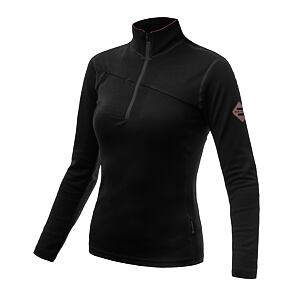 SENSOR MERINO UPPER bluza damska krótka zapinana na zamek czarna