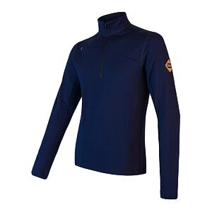 SENSOR MERINO UPPER męska bluza krótka rozpinana głęboki błękit