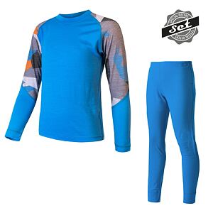 SENSOR MERINO IMPRESS SET koszula z długim rękawem dla dzieci + spodnie niebieski/kamuflaż