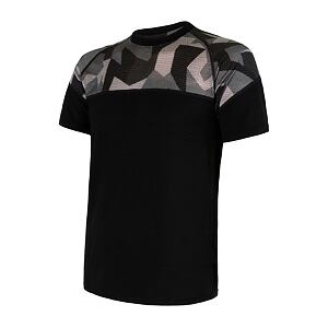 SENSOR MERINO IMPRESS męska koszulka z krótkim rękawem czarna/kamuflaż