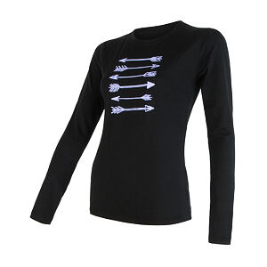 SENSOR MERINO ACTIVE ARROWS koszulka damska z długim rękawem czarna
