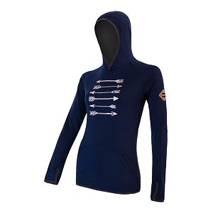 SENSOR MERINO UPPER ARROWS bluza damska kangurka głęboki błękit