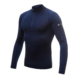 SENSOR MERINO ACTIVE męska bluza z długim rękawem i stójką, zapinana na suwak, głęboki błękit
