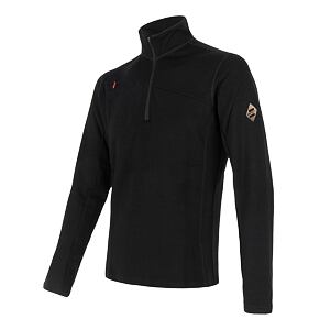 SENSOR MERINO UPPER męska bluza krótka zapinana na zamek czarny