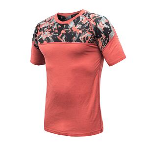 SENSOR MERINO IMPRESS męska koszulka z krótkim rękawem terakota/rush