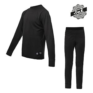 SENSOR MERINO ACTIVE SET koszula dziecięca z długim rękawem + czarne spodnie