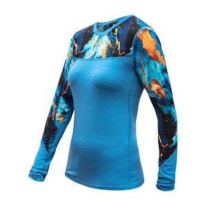 SENSOR MERINO IMPRESS koszulka damska z długim rękawem niebieska/universe