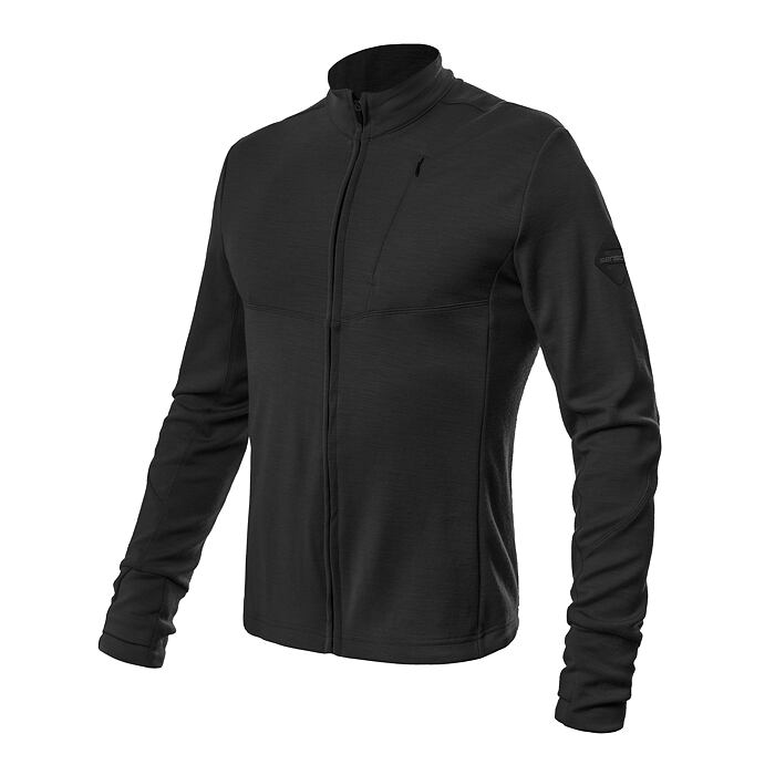SENSOR MERINO UPPER męska bluza z zamkiem błyskawicznym czarna