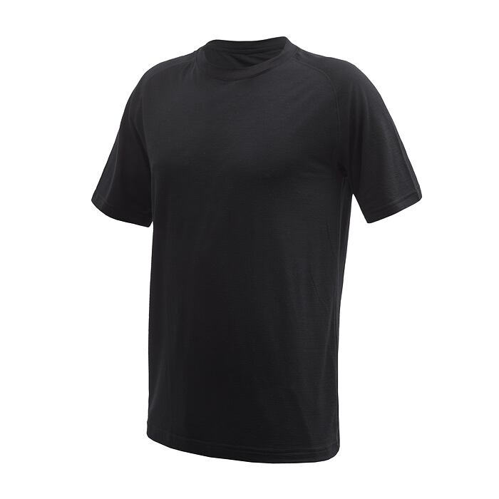 SENSOR MERINO ACTIVE NO LOGO Męska koszulka z krótkim rękawem raglan, czarna