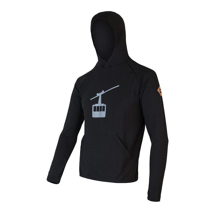 SENSOR MERINO UPPER GONDOLA męska bluza kangurka czarna
