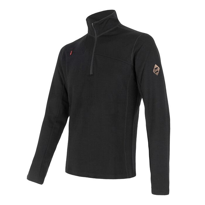SENSOR MERINO UPPER męska bluza krótka zapinana na zamek czarny