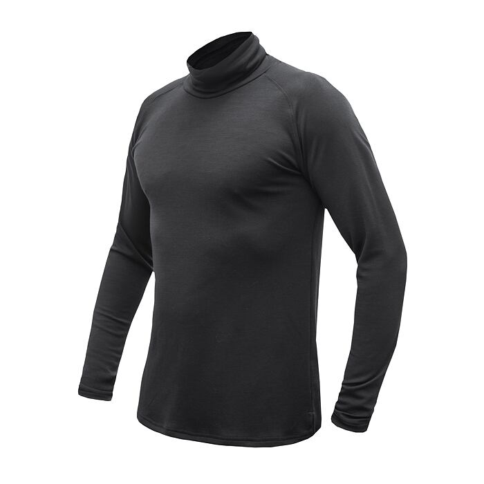 SENSOR MERINO BLEND męska koszulka z długim rękawem i golfem czarna